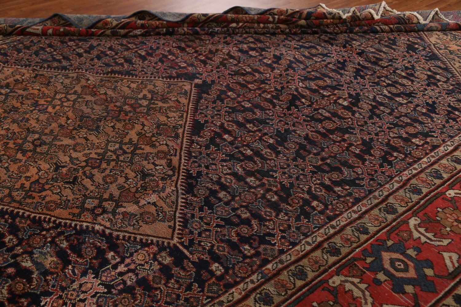 Pre-1900 Antique Vegetable Dye Mahal Persian Rug 11x17