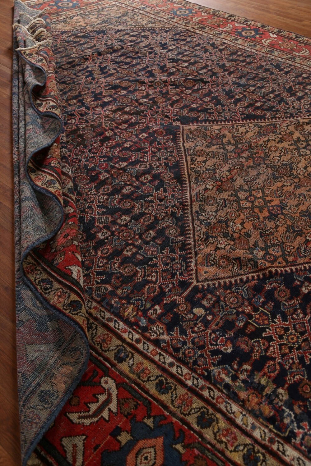 Pre-1900 Antique Vegetable Dye Mahal Persian Rug 11x17