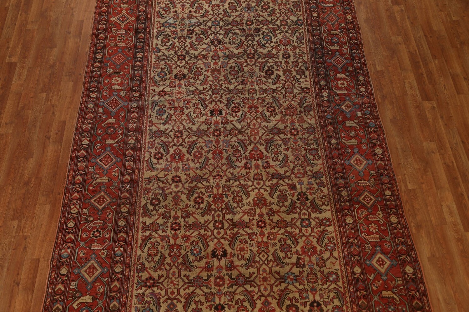 Pre-1900 Antique Vegetable Dye Heriz Bakhshayesh Persian Rug 7x13
