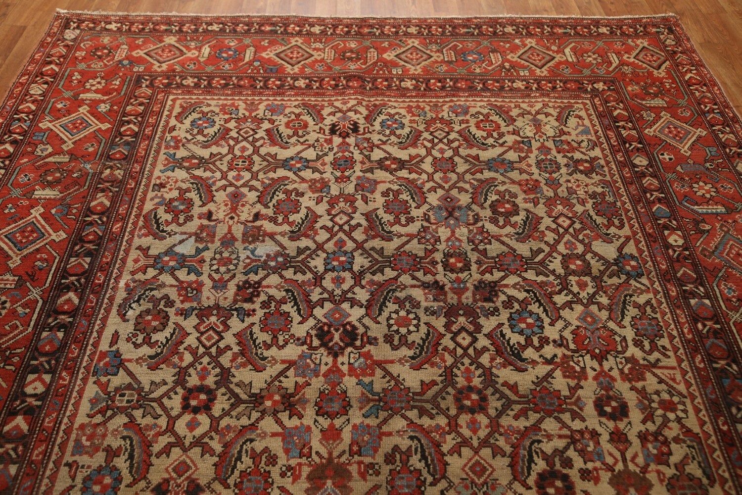Pre-1900 Antique Vegetable Dye Heriz Bakhshayesh Persian Rug 7x13