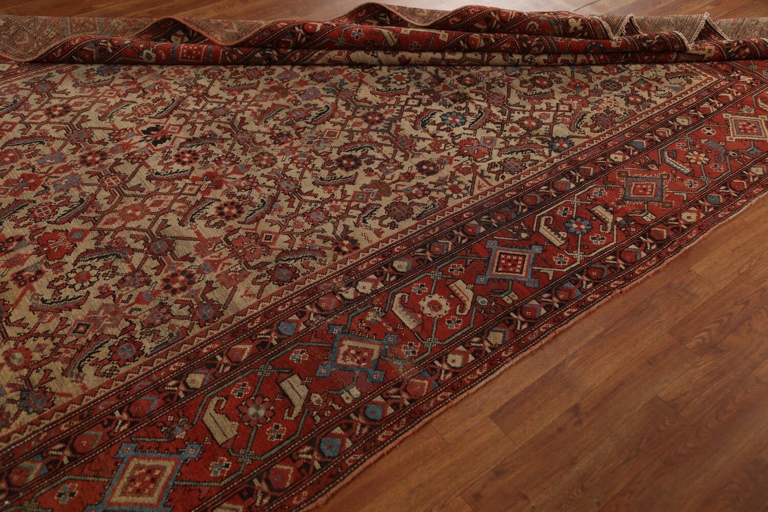 Pre-1900 Antique Vegetable Dye Heriz Bakhshayesh Persian Rug 7x13