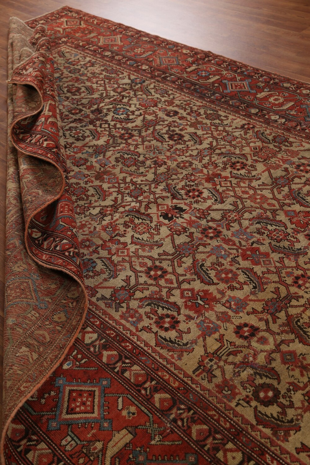 Pre-1900 Antique Vegetable Dye Heriz Bakhshayesh Persian Rug 7x13