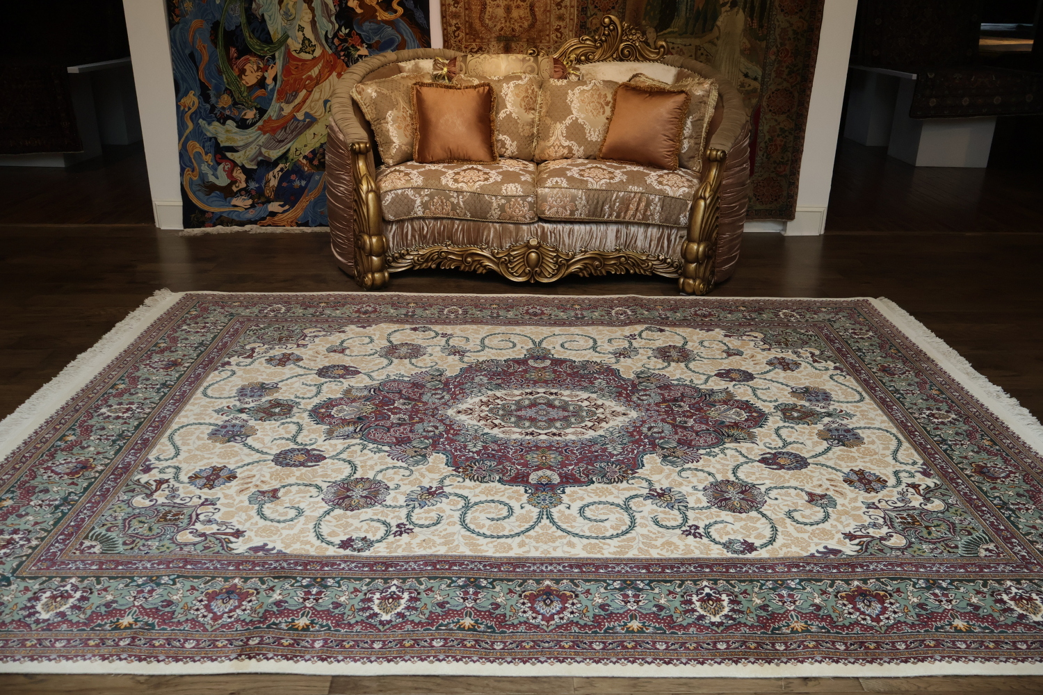Ivory and Red Tabriz Persian Rug with Rich Colors and Classic Design 8x11