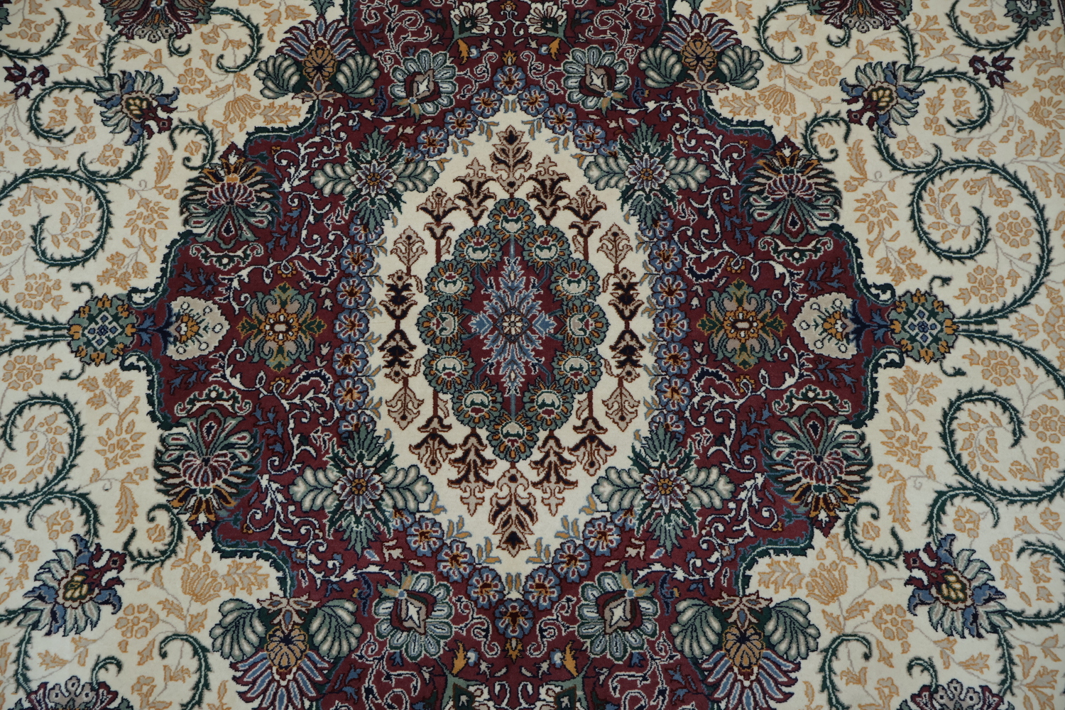Ivory and Red Tabriz Persian Rug with Rich Colors and Classic Design 8x11