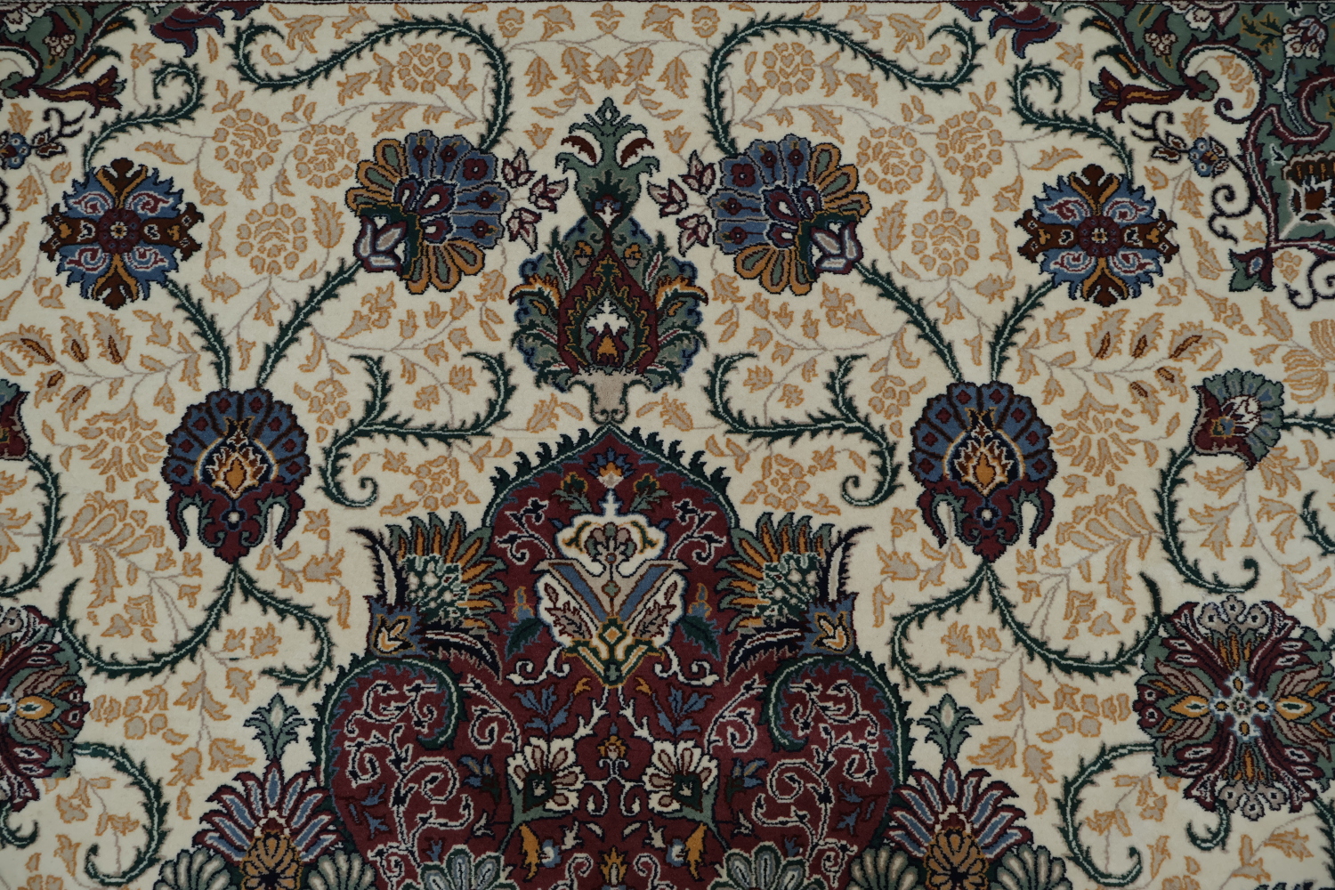 Ivory and Red Tabriz Persian Rug with Rich Colors and Classic Design 8x11