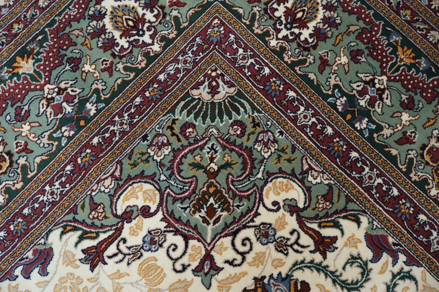Ivory and Red Tabriz Persian Rug with Rich Colors and Classic Design 8x11