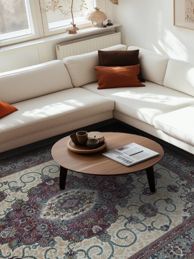Ivory and Red Tabriz Persian Rug with Rich Colors and Classic Design 8x11