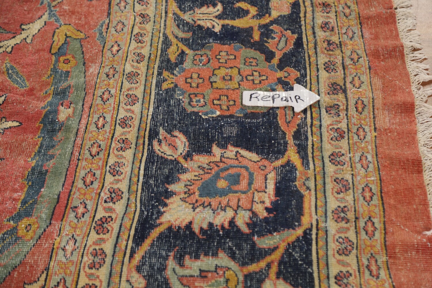 Antique Vegetable Dye Sultanabad Persian Large Rug 13x21