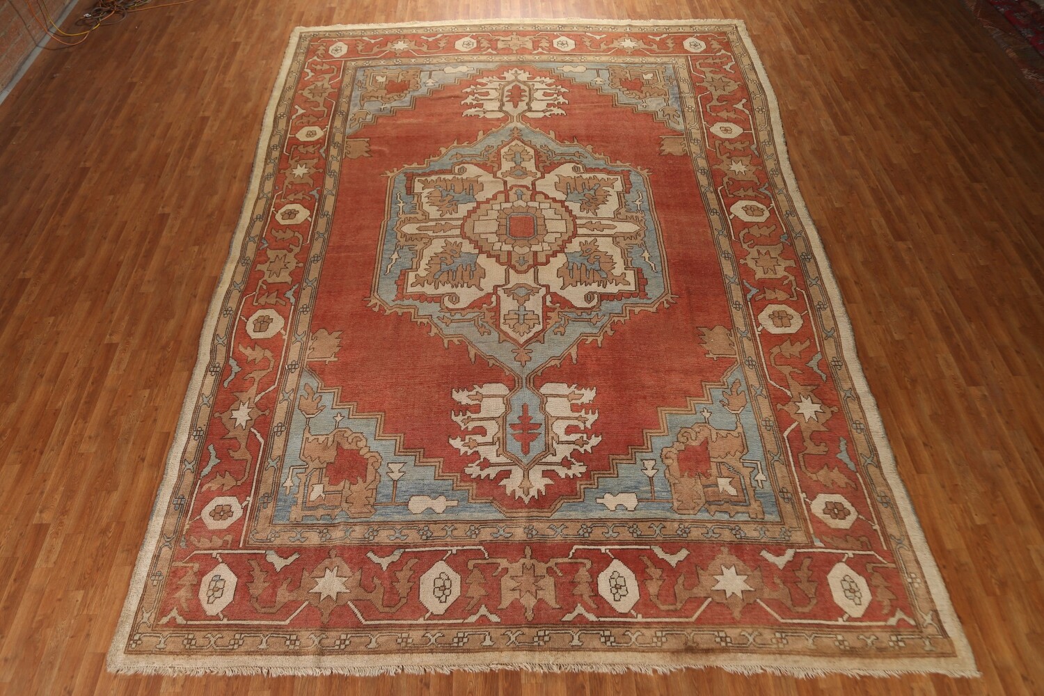 Antique Vegetable Dye Oushak Turkish Large Rug 11x16
