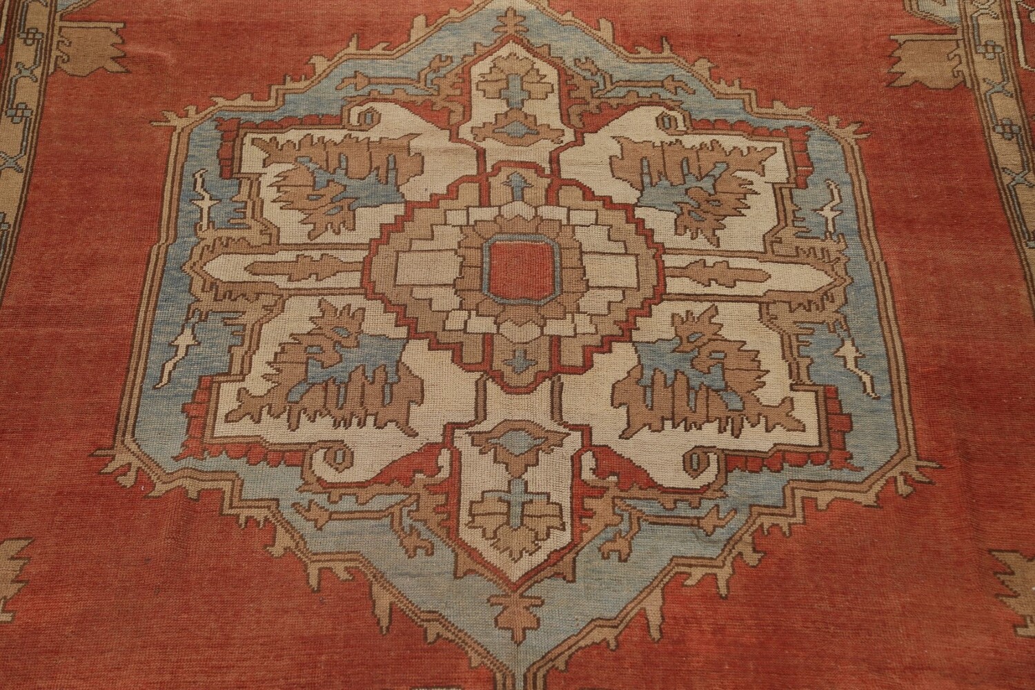 Antique Vegetable Dye Oushak Turkish Large Rug 11x16