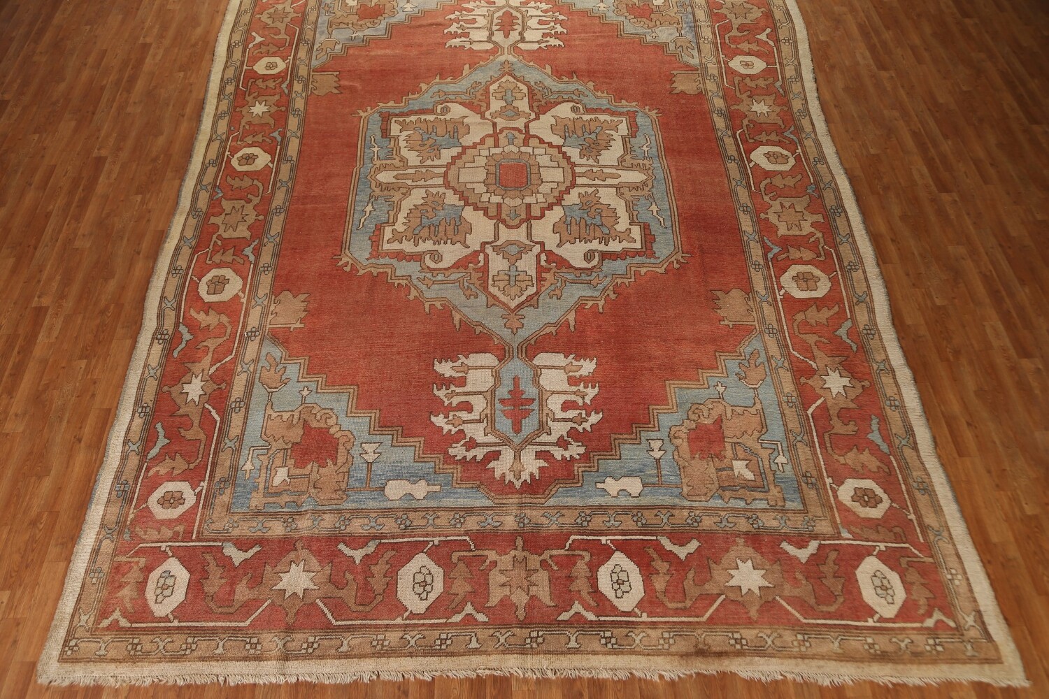 Antique Vegetable Dye Oushak Turkish Large Rug 11x16