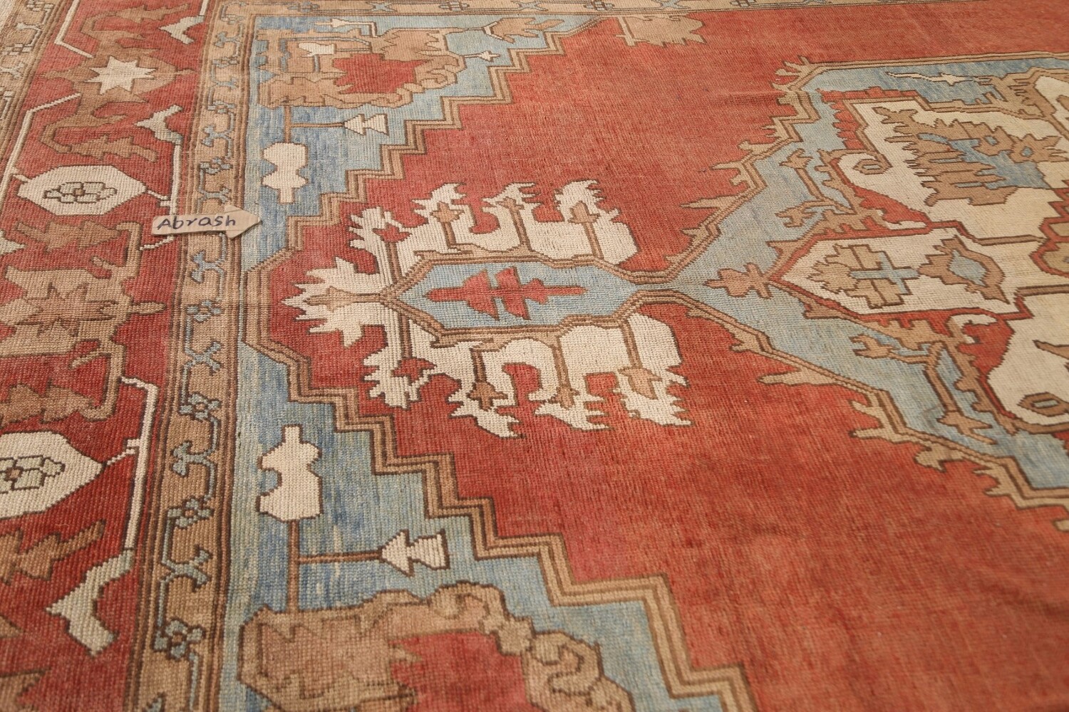 Antique Vegetable Dye Oushak Turkish Large Rug 11x16