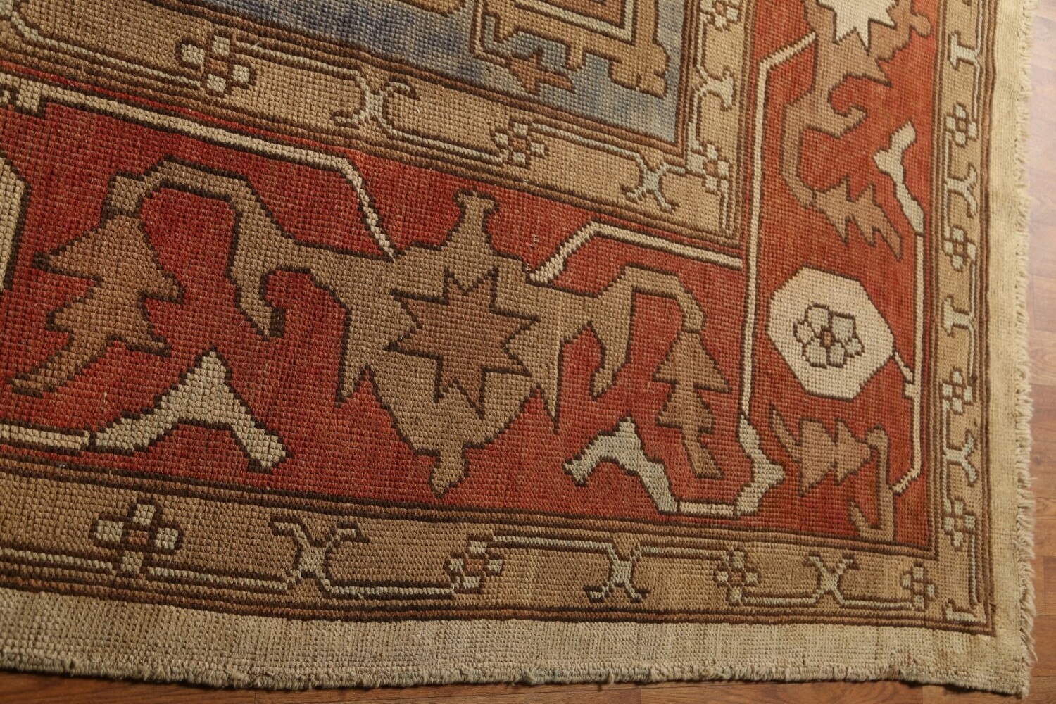 Antique Vegetable Dye Oushak Turkish Large Rug 11x16