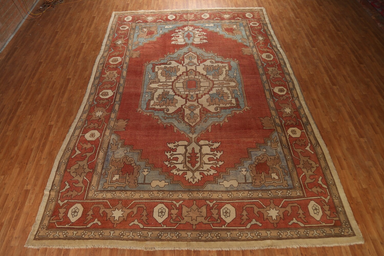 Antique Vegetable Dye Oushak Turkish Large Rug 11x16