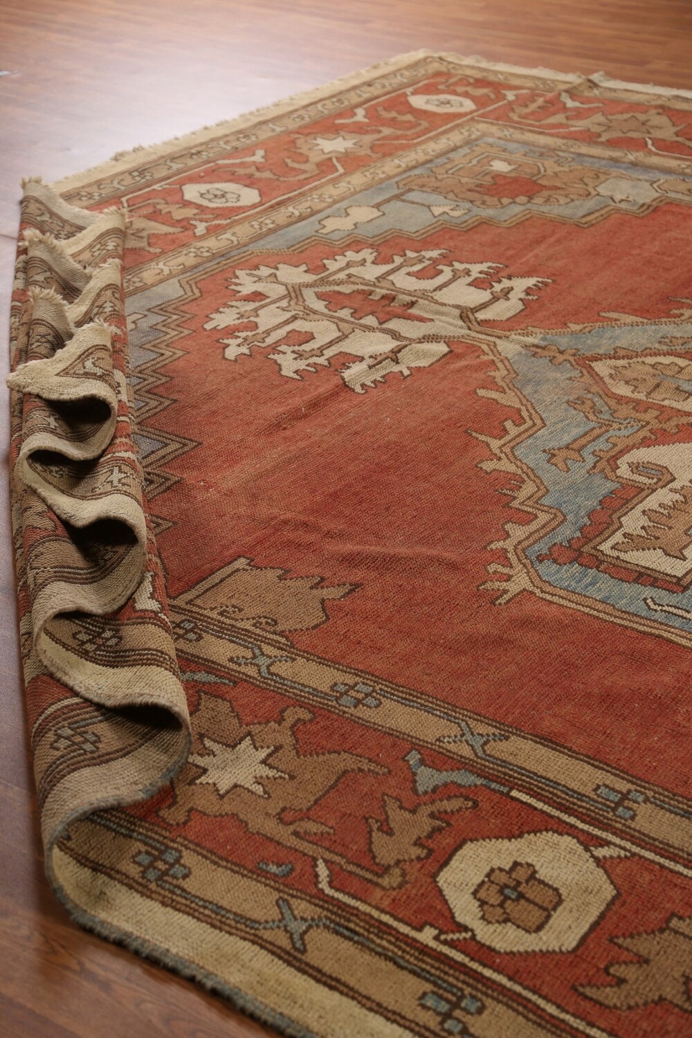 Antique Vegetable Dye Oushak Turkish Large Rug 11x16