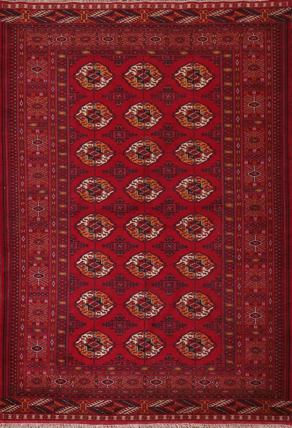 Red Bokhara Geometric Area Rug 5x6