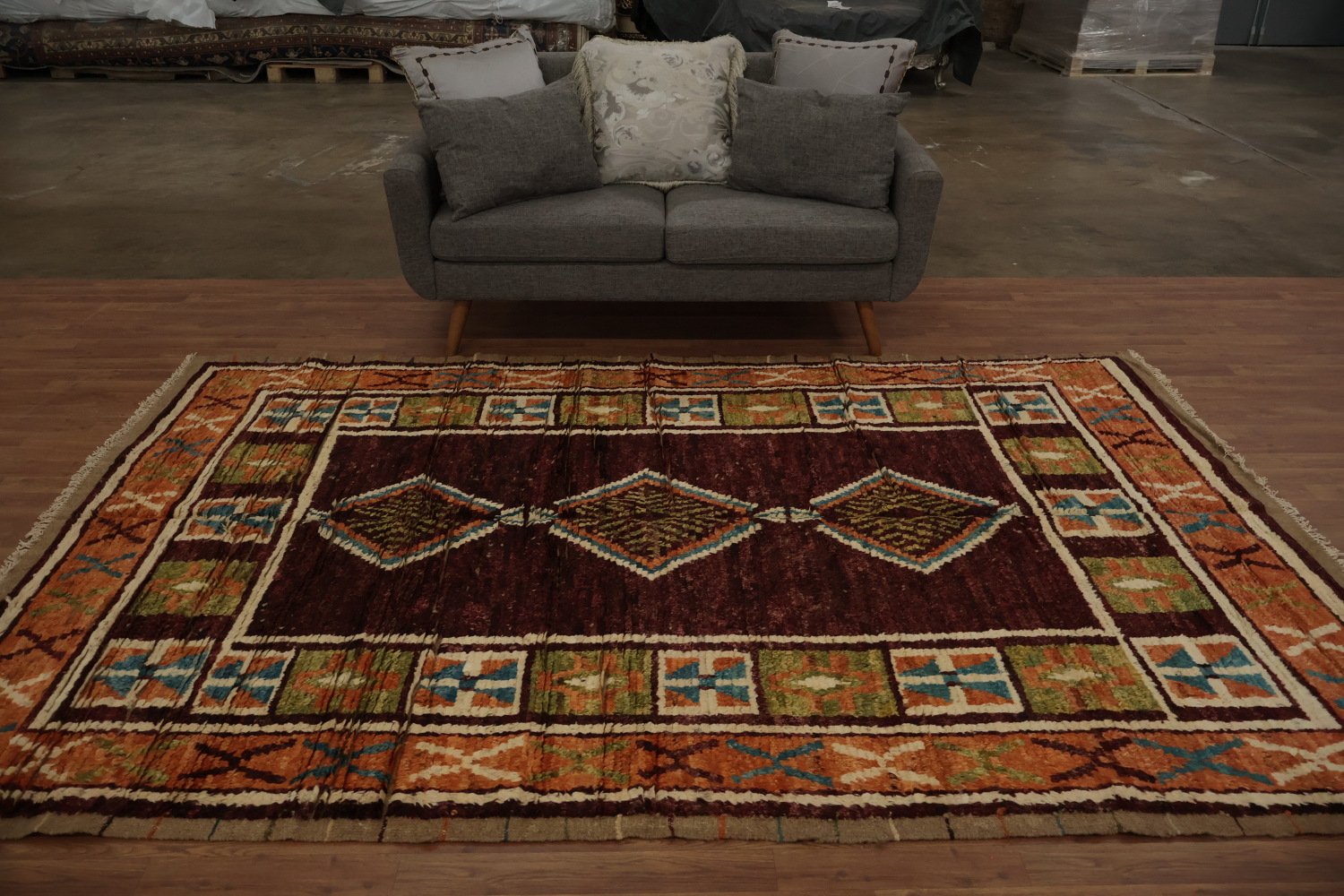 Authentic Moroccan Area Rug 7x10 with Rich Geometric Patterns and Bold Hues