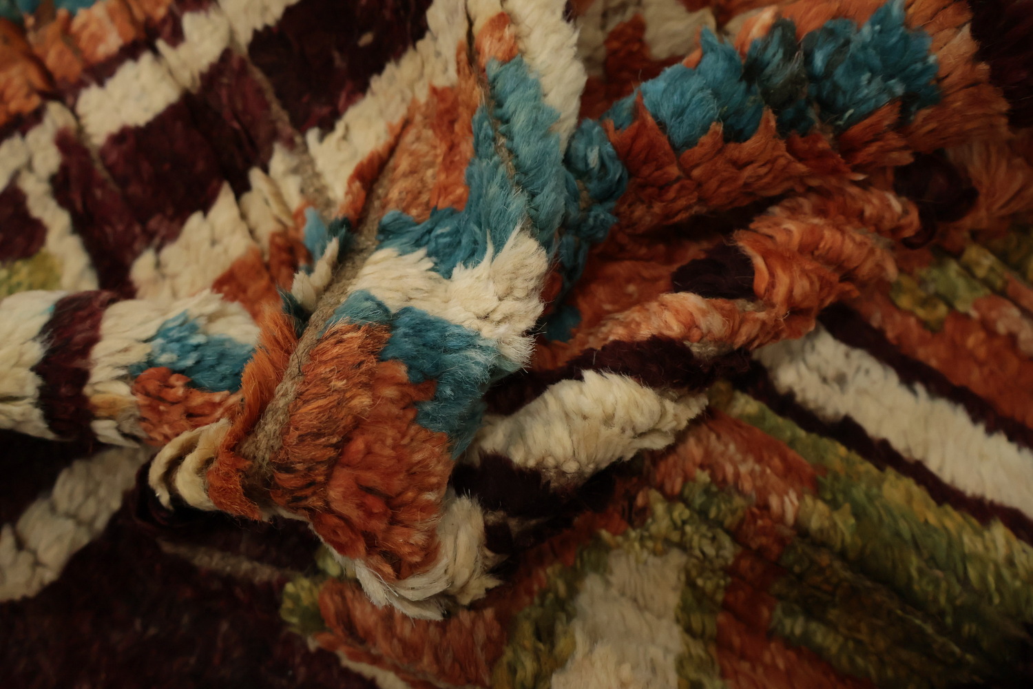 Authentic Moroccan Area Rug 7x10 with Rich Geometric Patterns and Bold Hues