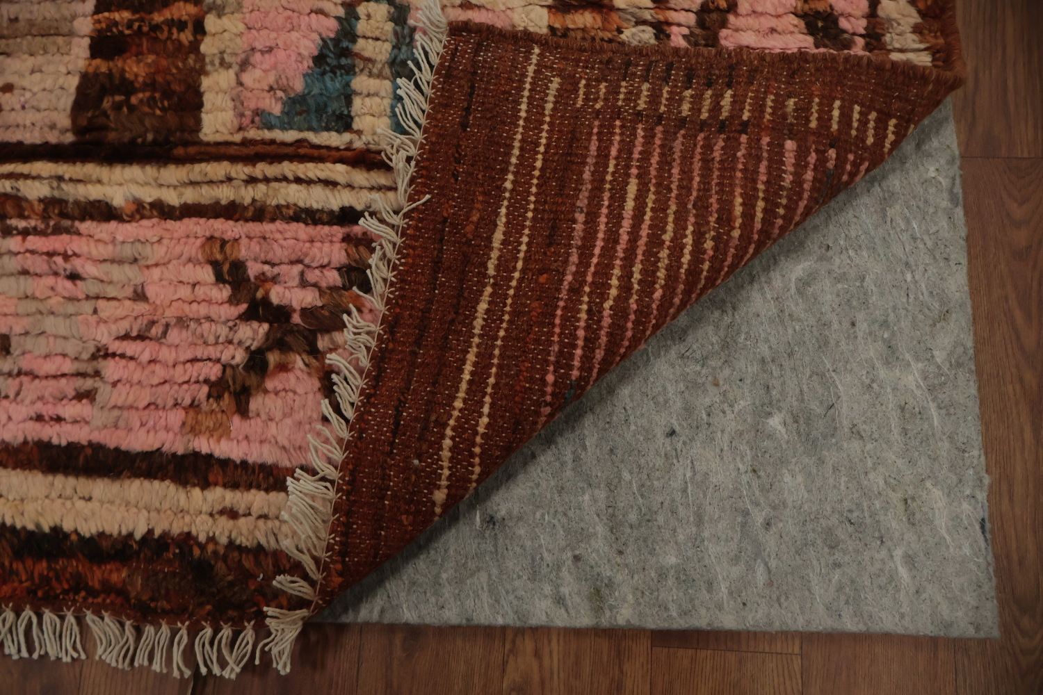 Geometric Moroccan Area Rug 7x10 with Earthy Tones and Bold Borders