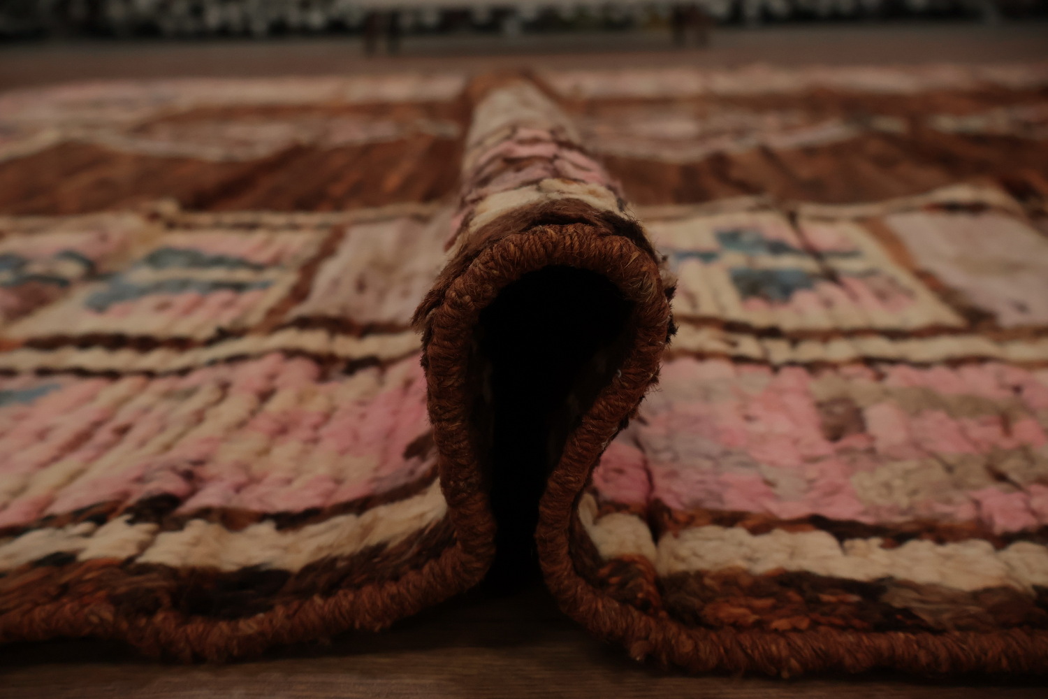 Geometric Moroccan Area Rug 7x10 with Earthy Tones and Bold Borders