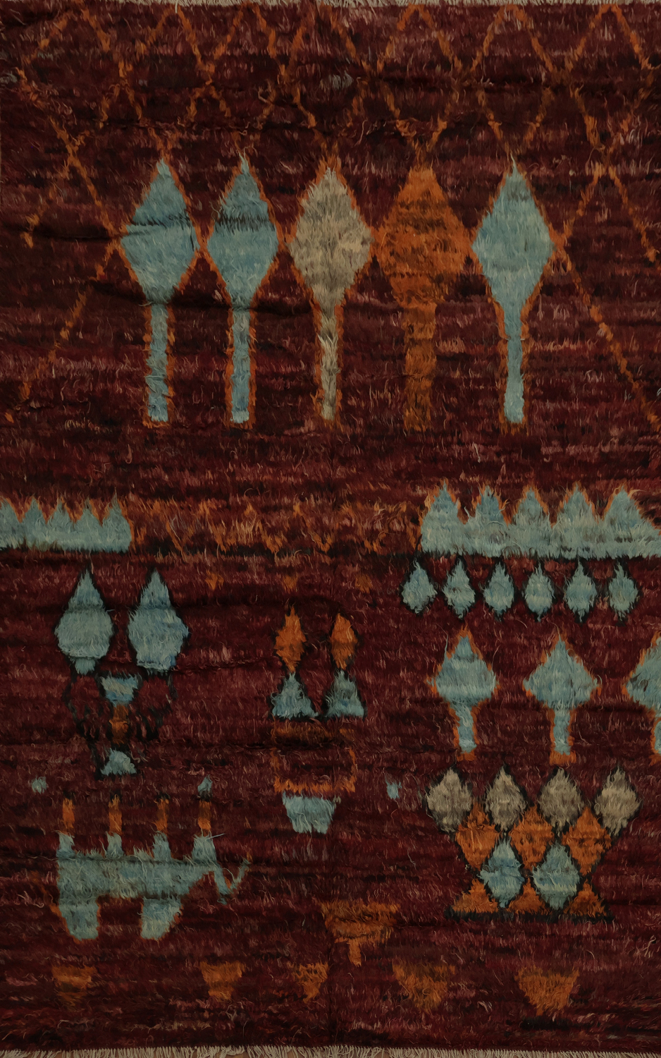Warm Toned Berber Moroccan Area Rug 7x10 with Intricate Details