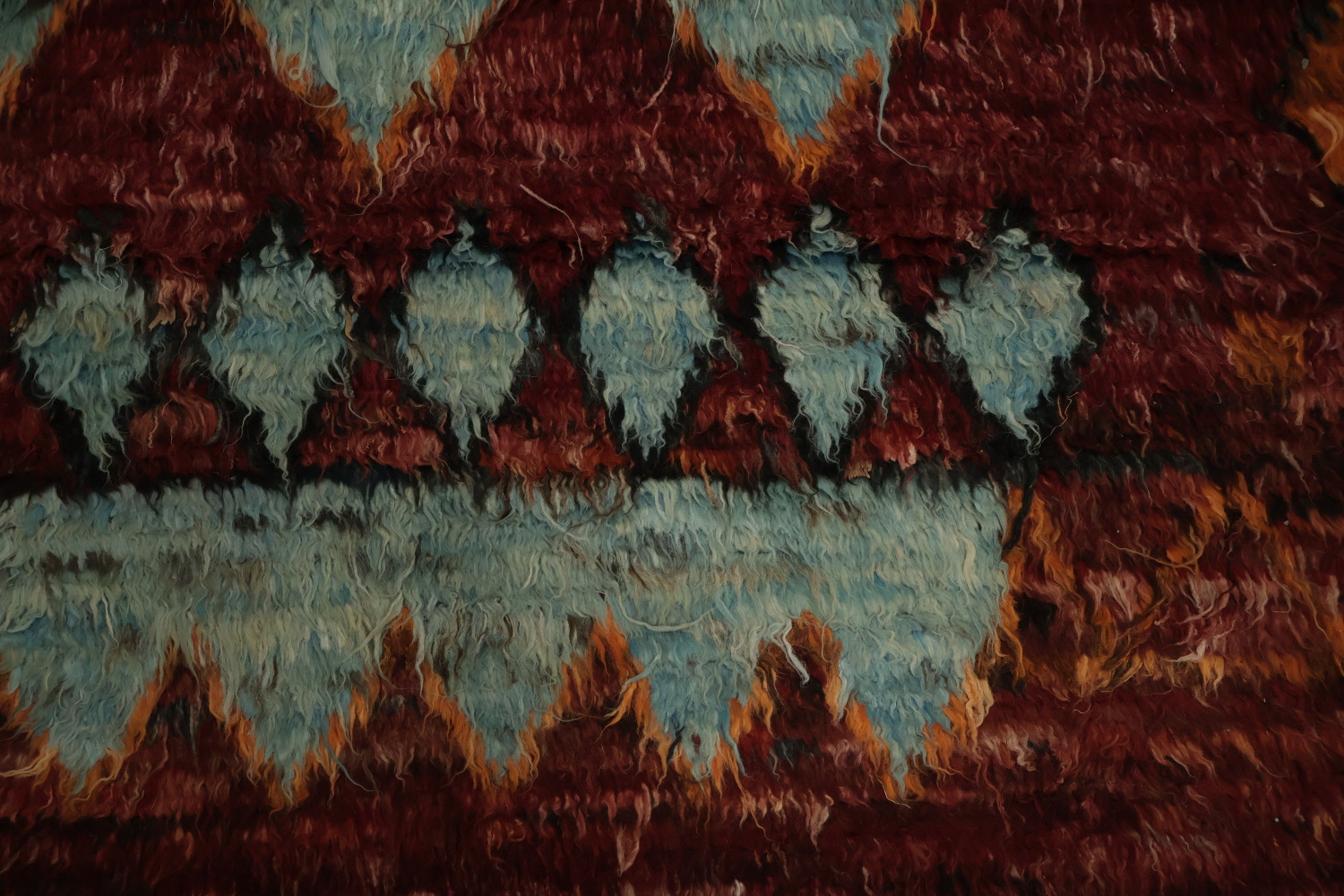Warm Toned Berber Moroccan Area Rug 7x10 with Intricate Details