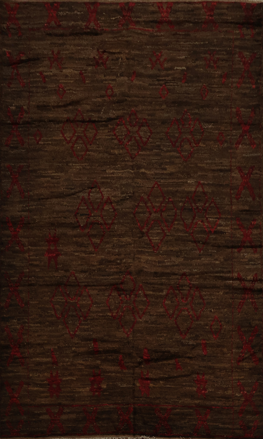 Brown Wool Moroccan Area Rug 7x10