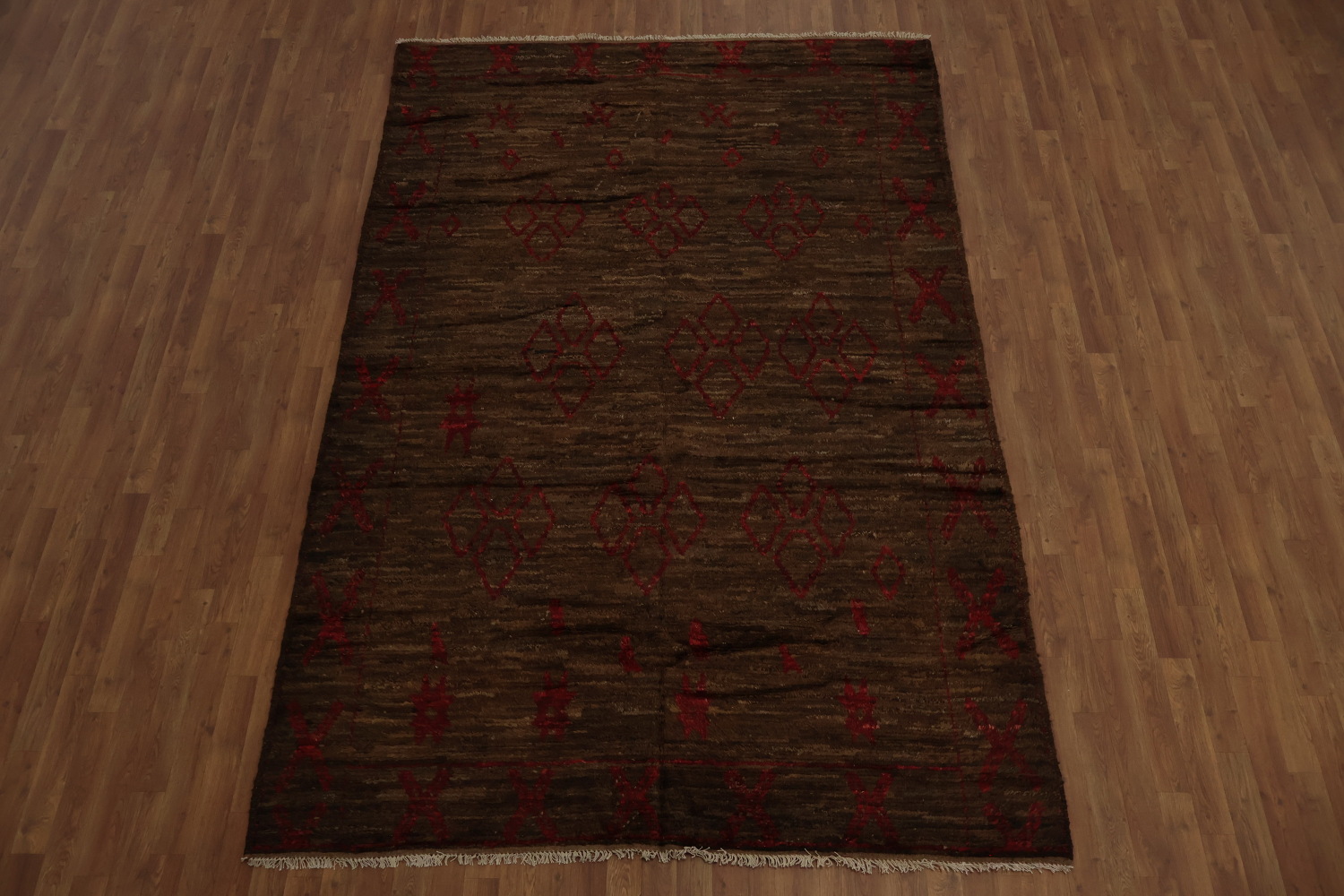 Brown Wool Moroccan Area Rug 7x10