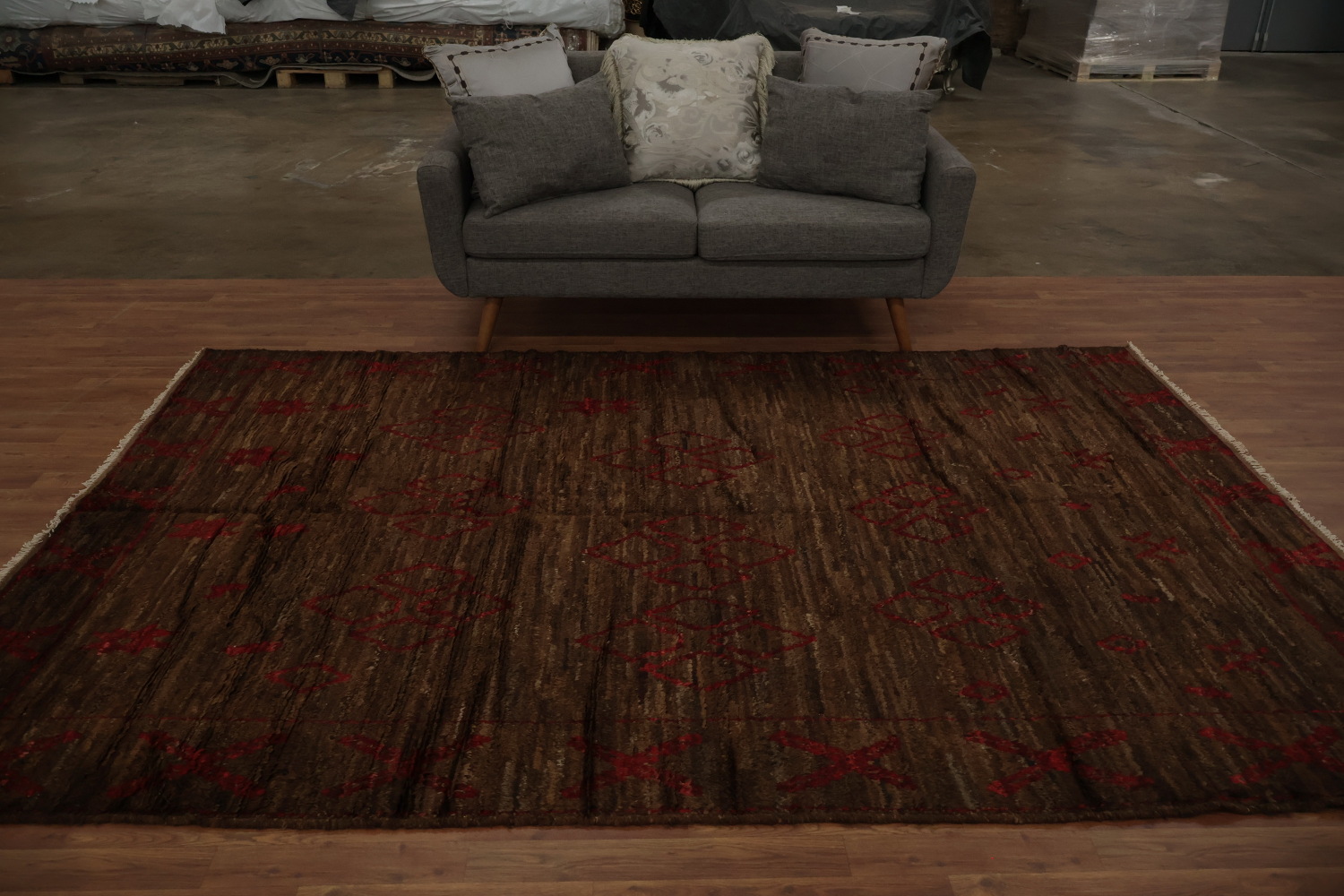 Brown Wool Moroccan Area Rug 7x10