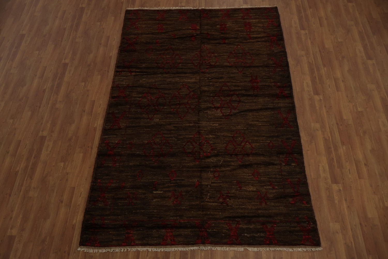 Brown Wool Moroccan Area Rug 7x10
