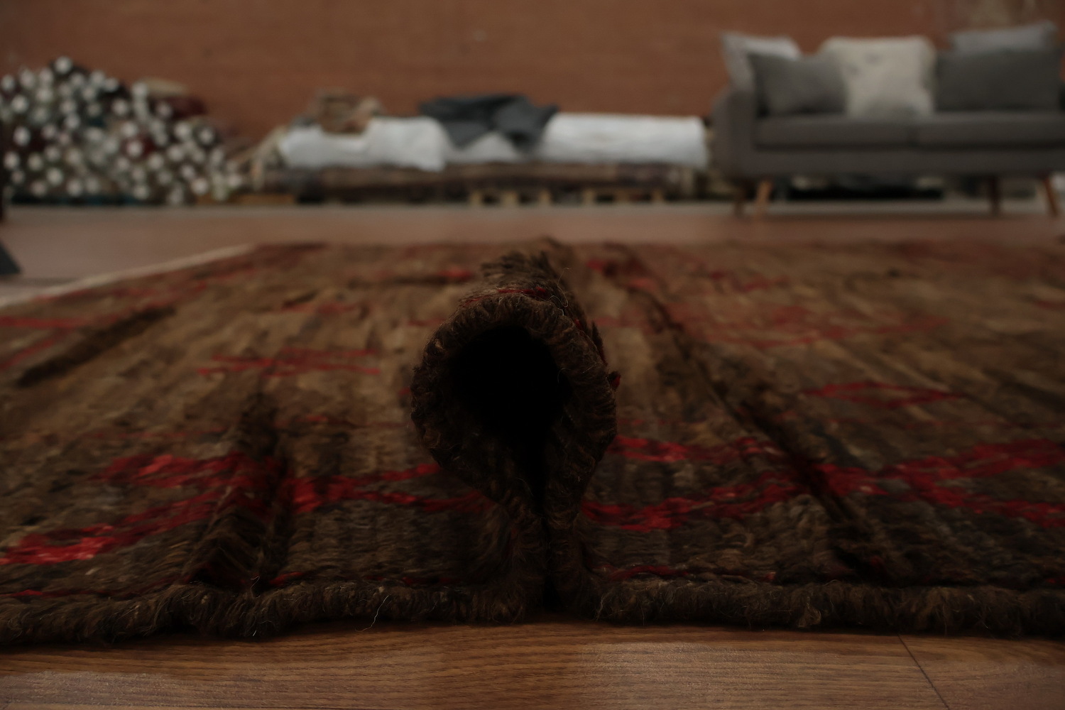 Brown Wool Moroccan Area Rug 7x10