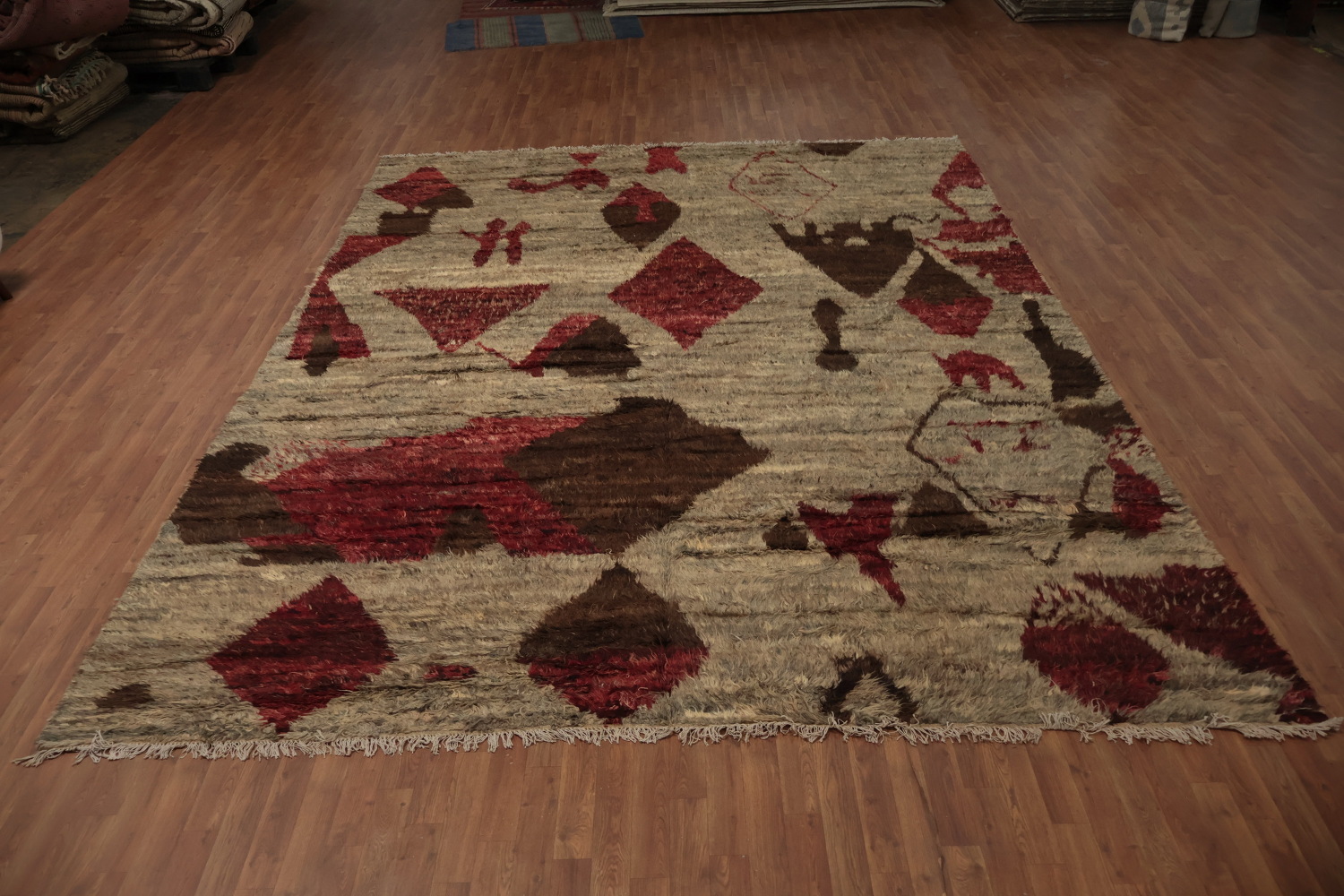 Luxurious Moroccan Large Area Rug 10x14 in Warm Color Palette