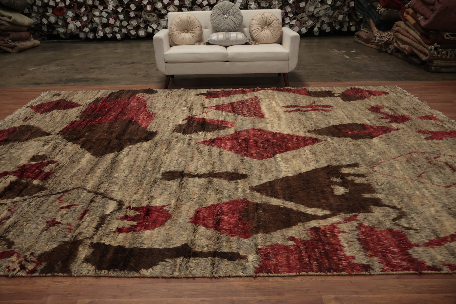 Luxurious Moroccan Large Area Rug 10x14 in Warm Color Palette