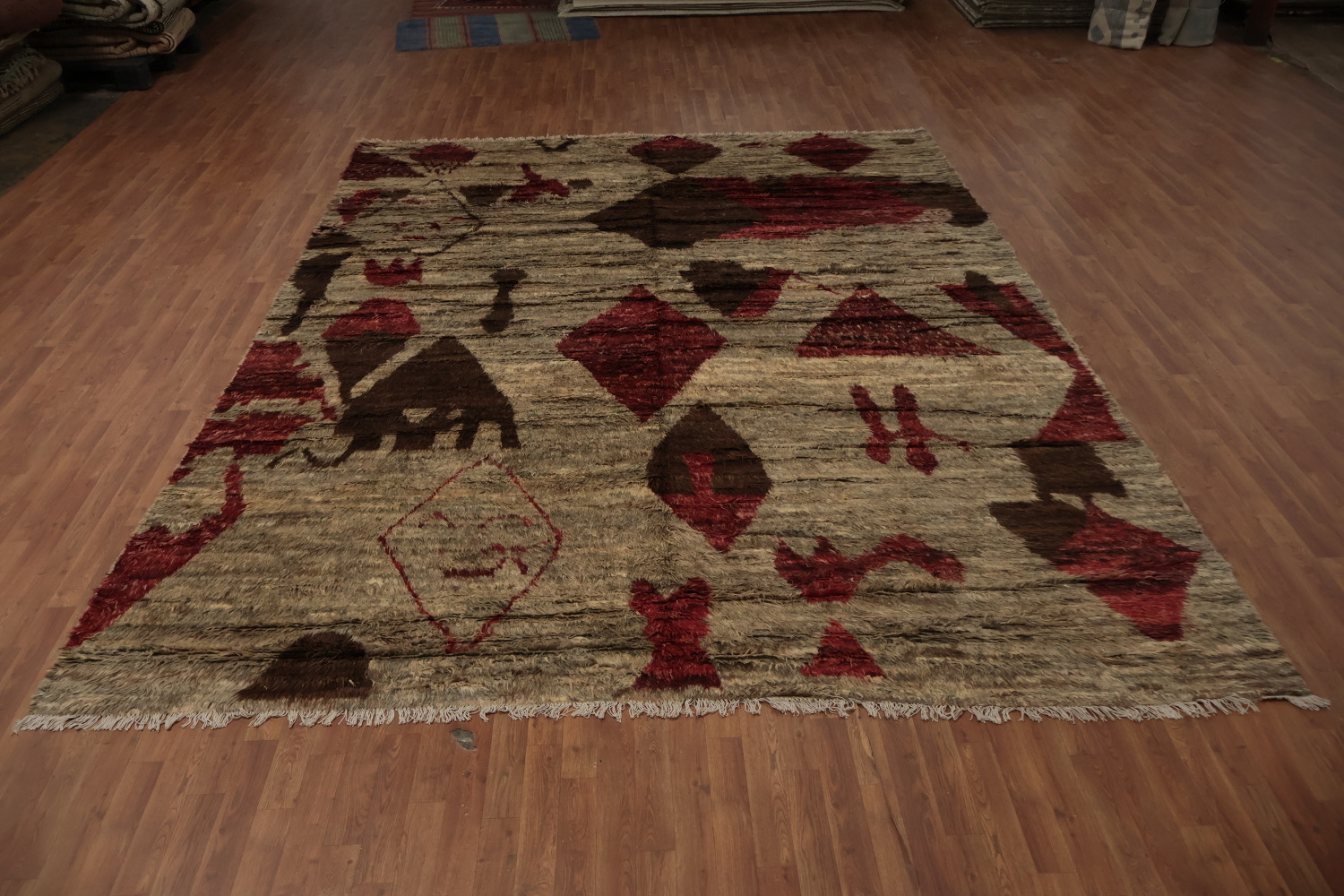Luxurious Moroccan Large Area Rug 10x14 in Warm Color Palette