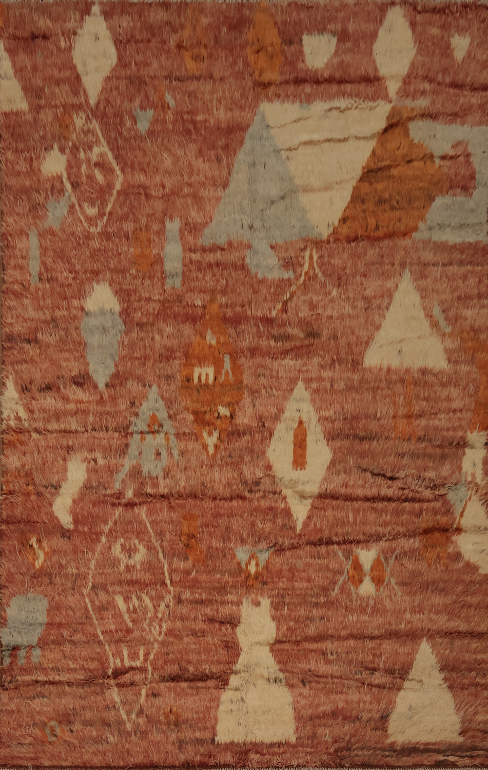 Artistic Decor Moroccan Area Rug 7x9 in Earthy Orange Shades