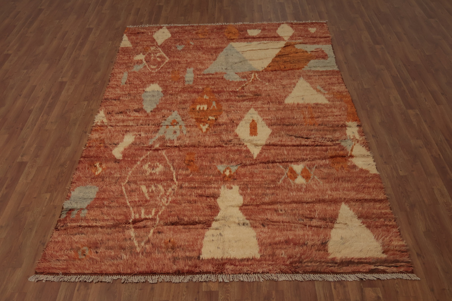 Artistic Decor Moroccan Area Rug 7x9 in Earthy Orange Shades