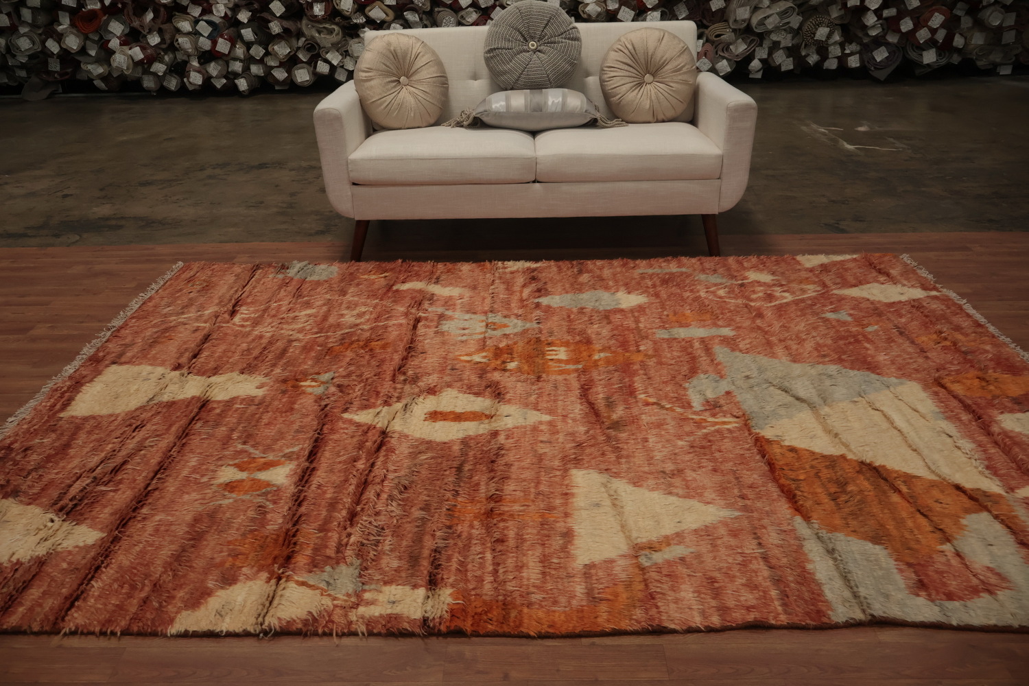 Artistic Decor Moroccan Area Rug 7x9 in Earthy Orange Shades