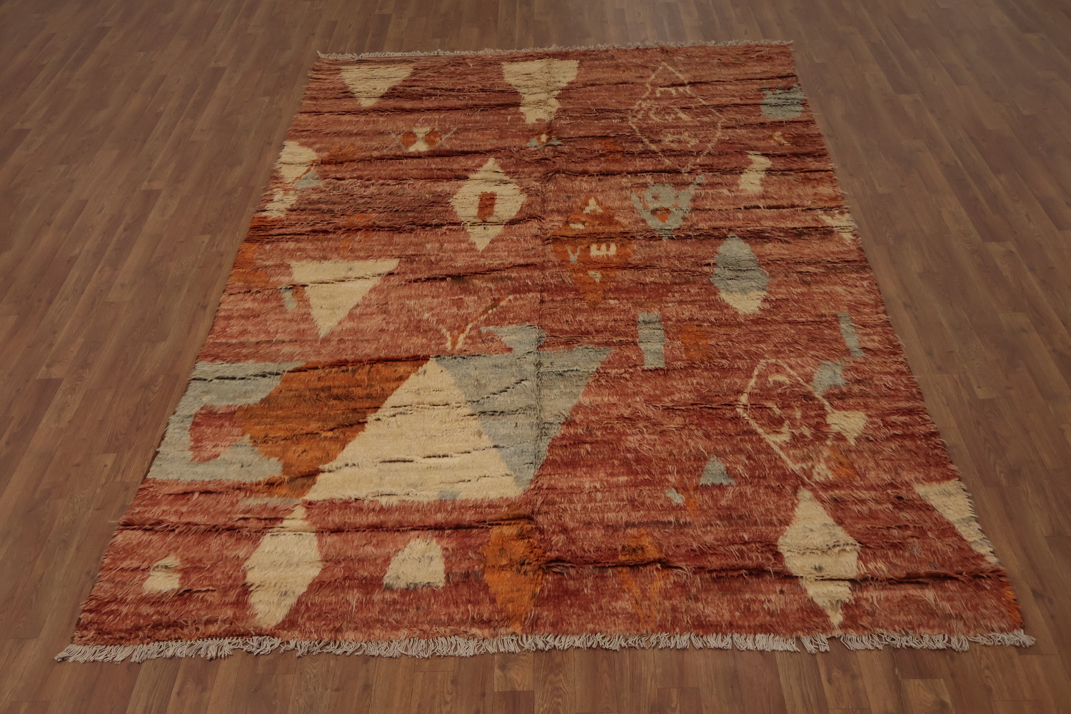 Artistic Decor Moroccan Area Rug 7x9 in Earthy Orange Shades