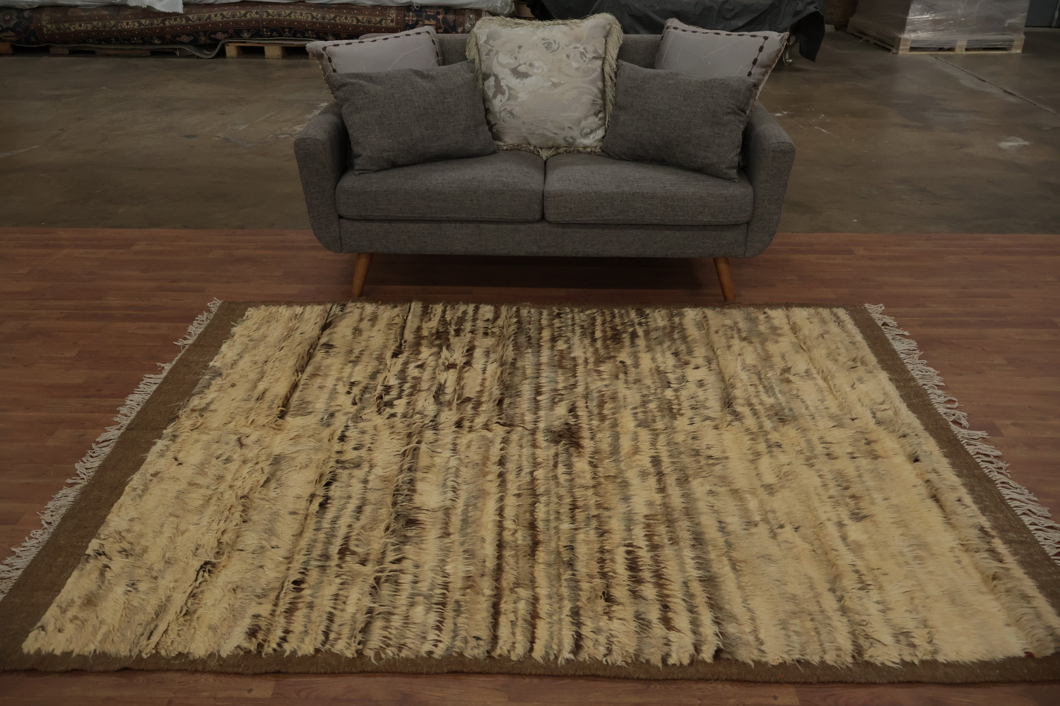 Neutral Tones Cozy and Textural Moroccan Oriental Area Rug 6x8