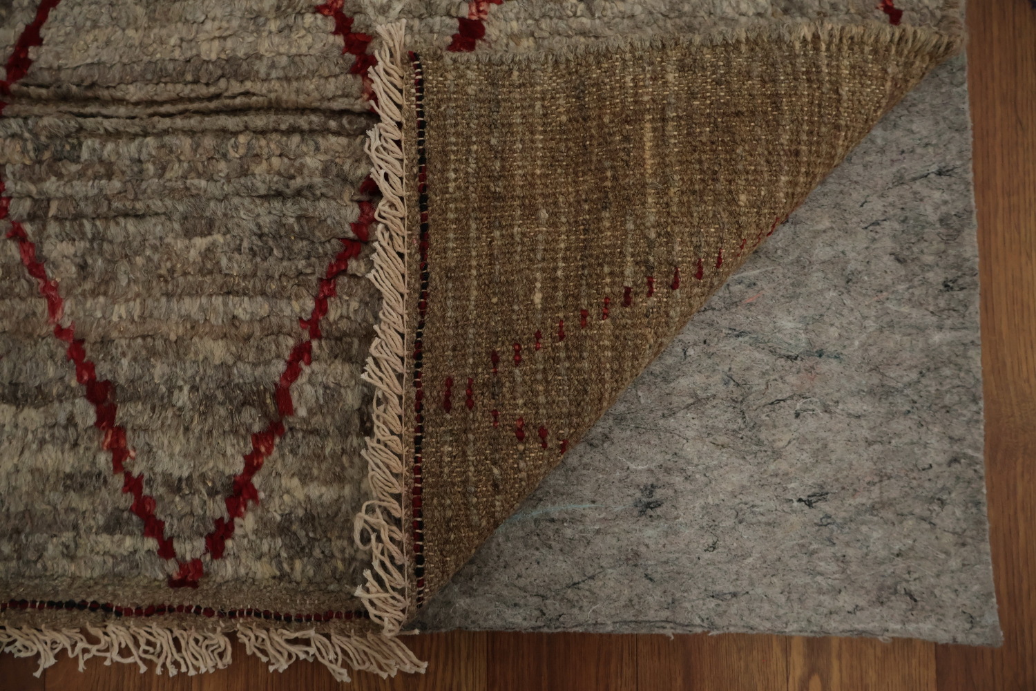 Earthy-Toned Moroccan Area Rug 6x8 with Unique Geometric Artwork