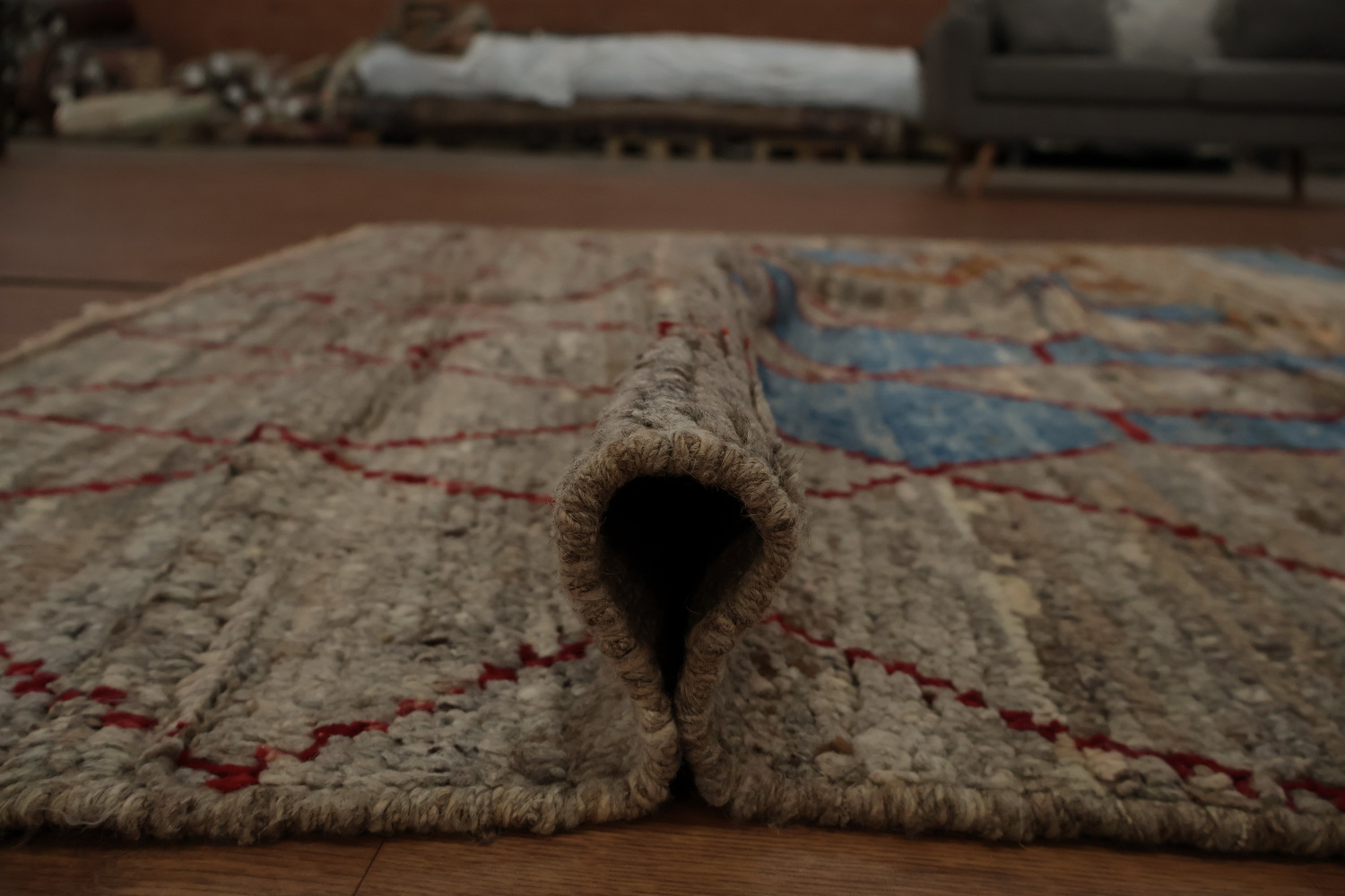 Earthy-Toned Moroccan Area Rug 6x8 with Unique Geometric Artwork