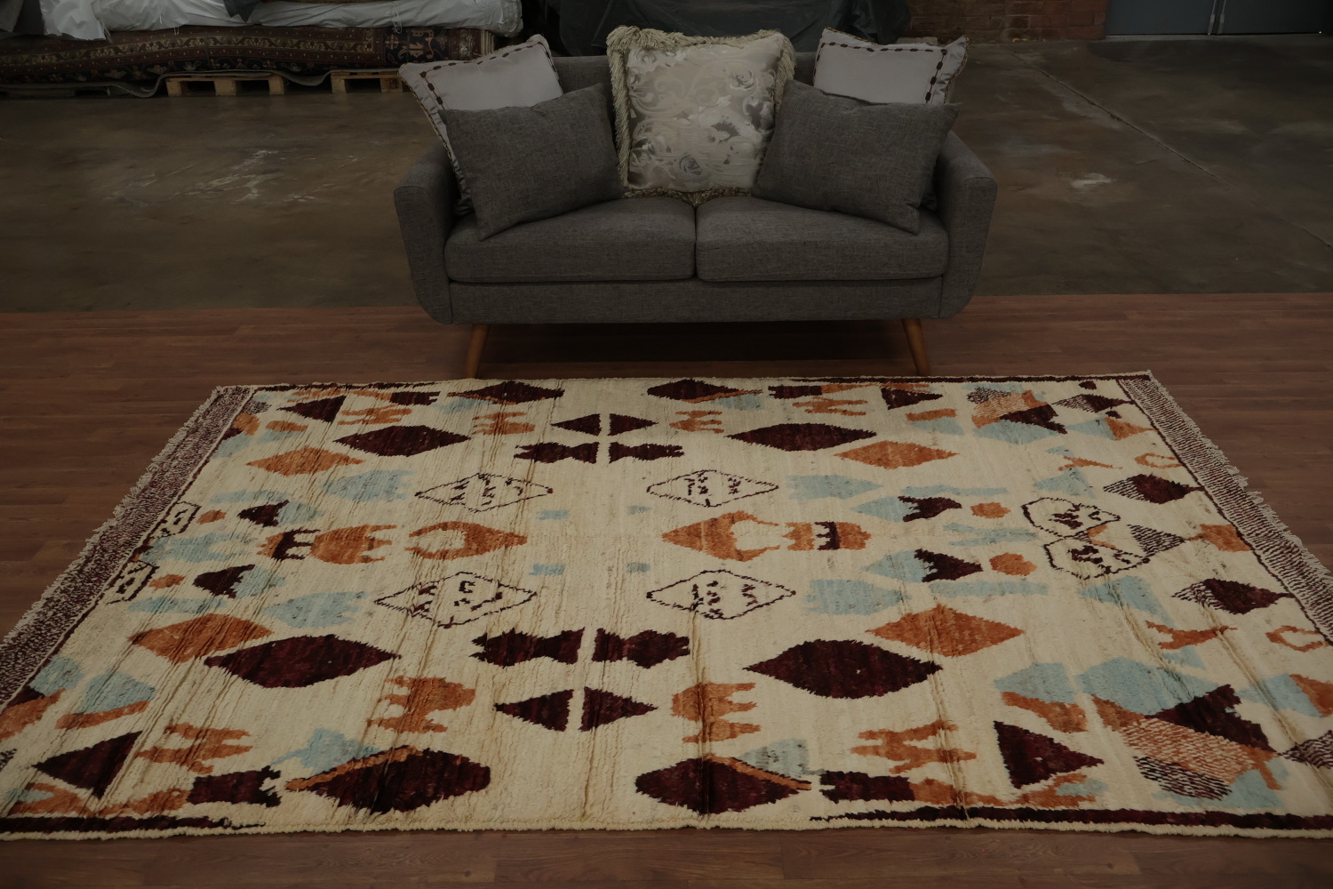 Rustic Moroccan Area Rug 6x9 with Earthy Tones and Tribal Designs
