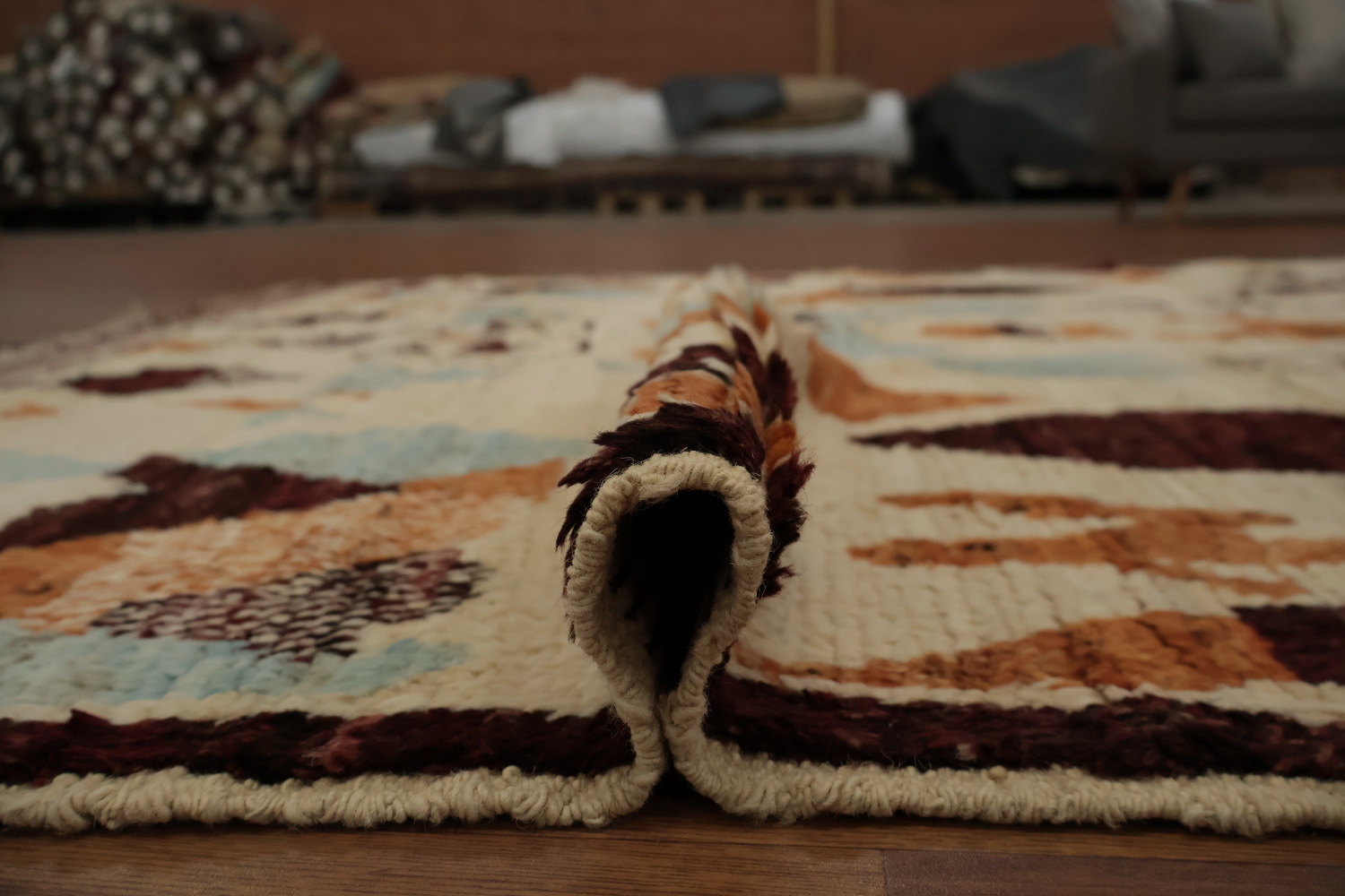 Rustic Moroccan Area Rug 6x9 with Earthy Tones and Tribal Designs