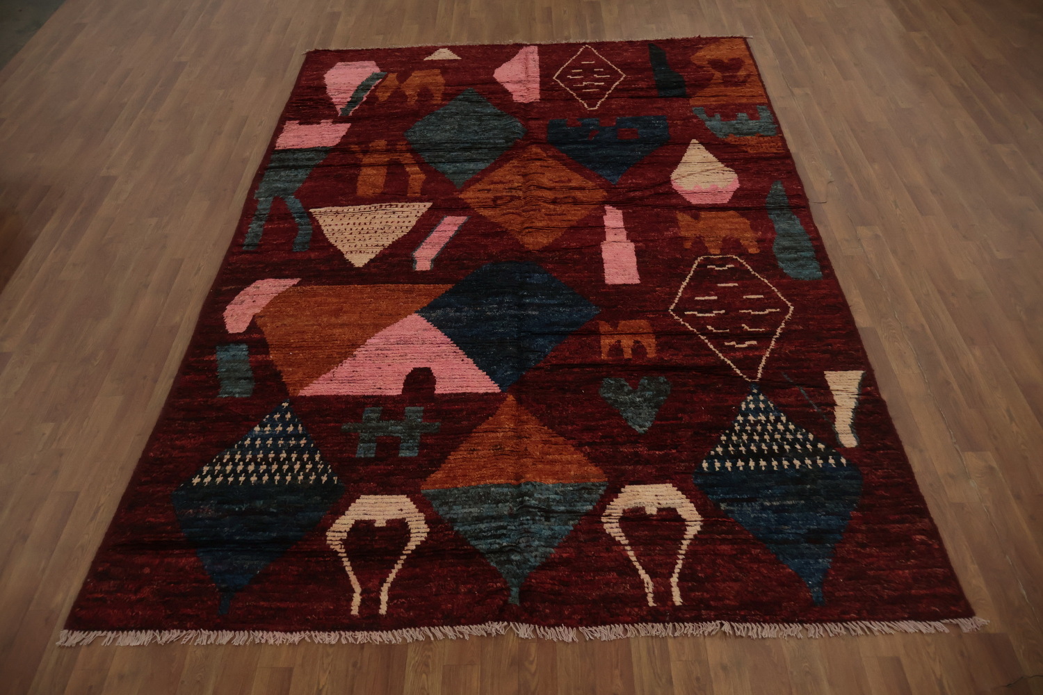 Cozy Moroccan Area Rug 7x10 with Unique Geometric Tribal Design