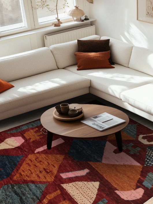 Cozy Moroccan Area Rug 7x10 with Unique Geometric Tribal Design