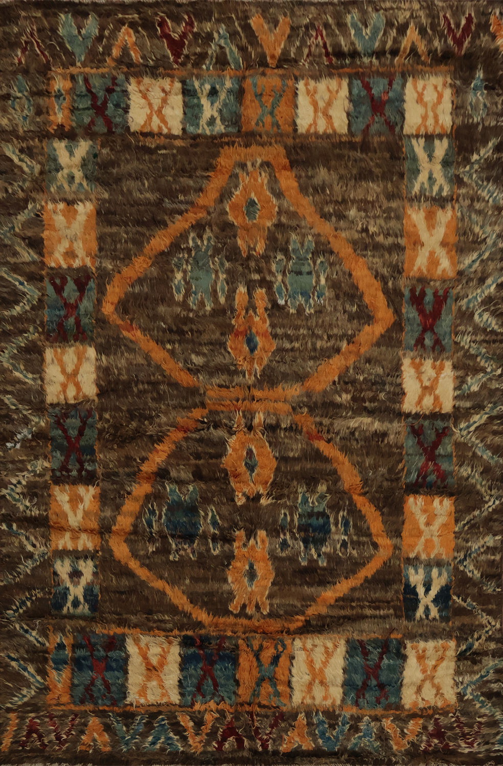 Moroccan Berber Area Rug 7x10 with Distinct Geometric Patterns
