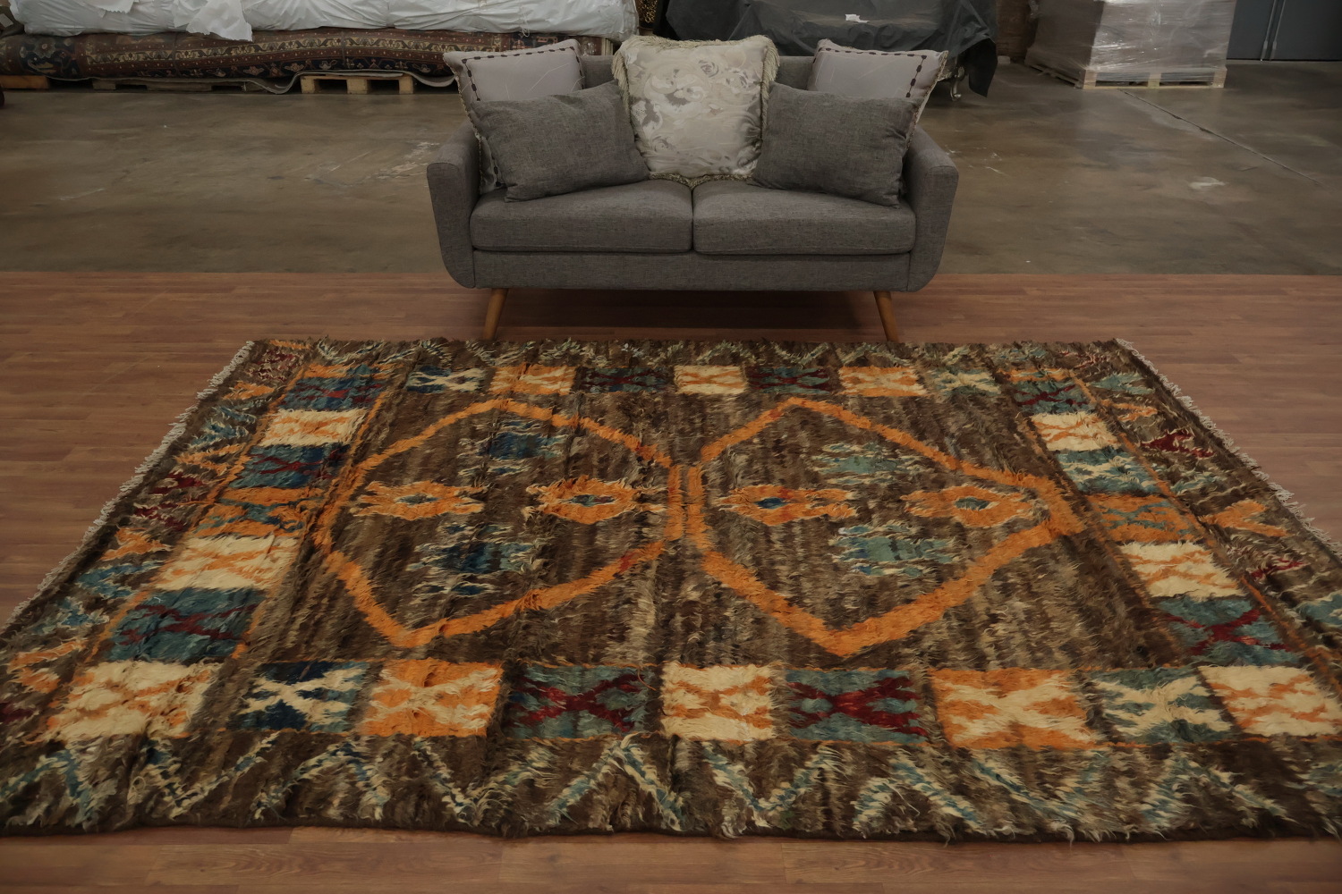 Moroccan Berber Area Rug 7x10 with Distinct Geometric Patterns