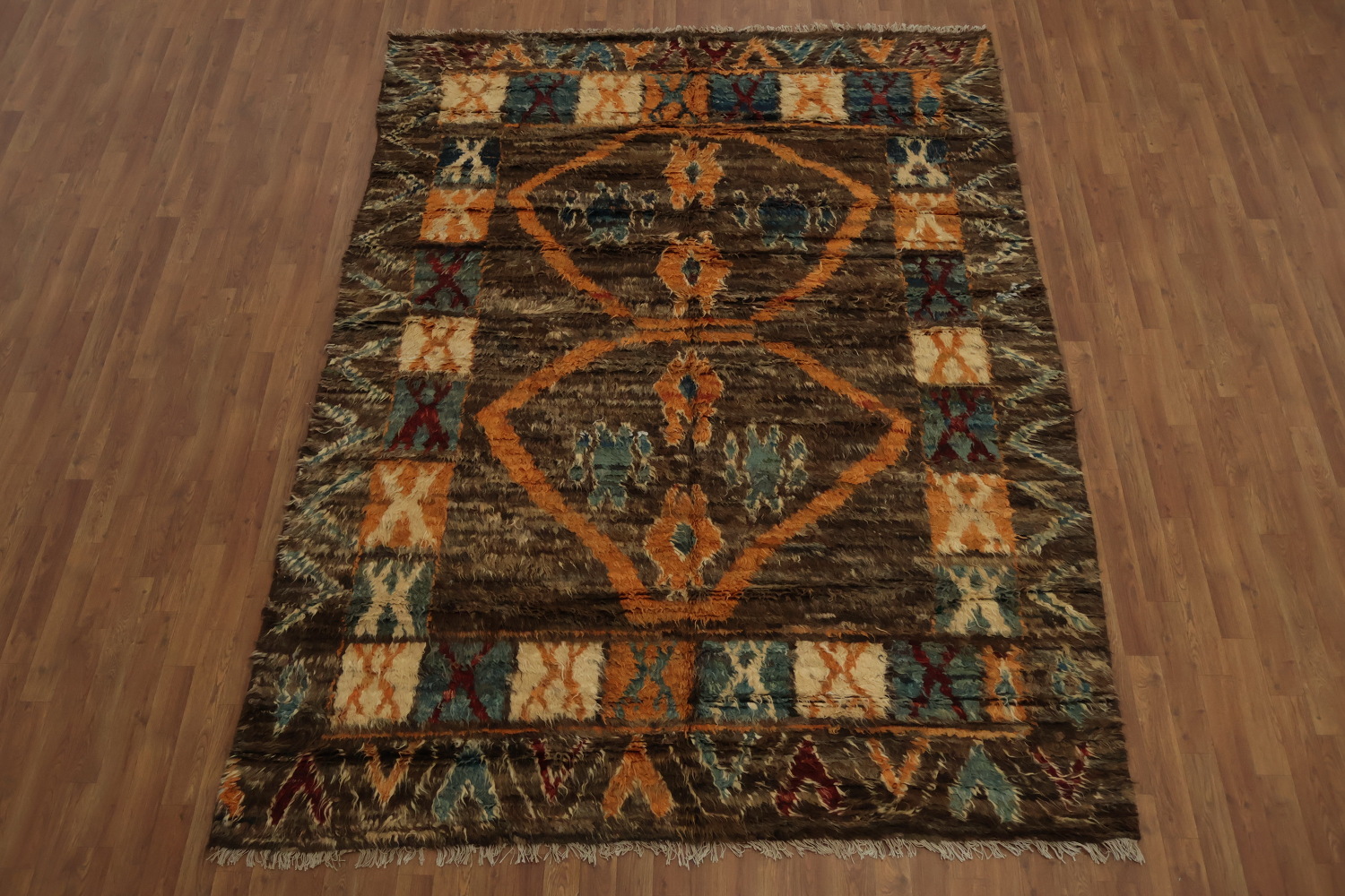 Moroccan Berber Area Rug 7x10 with Distinct Geometric Patterns