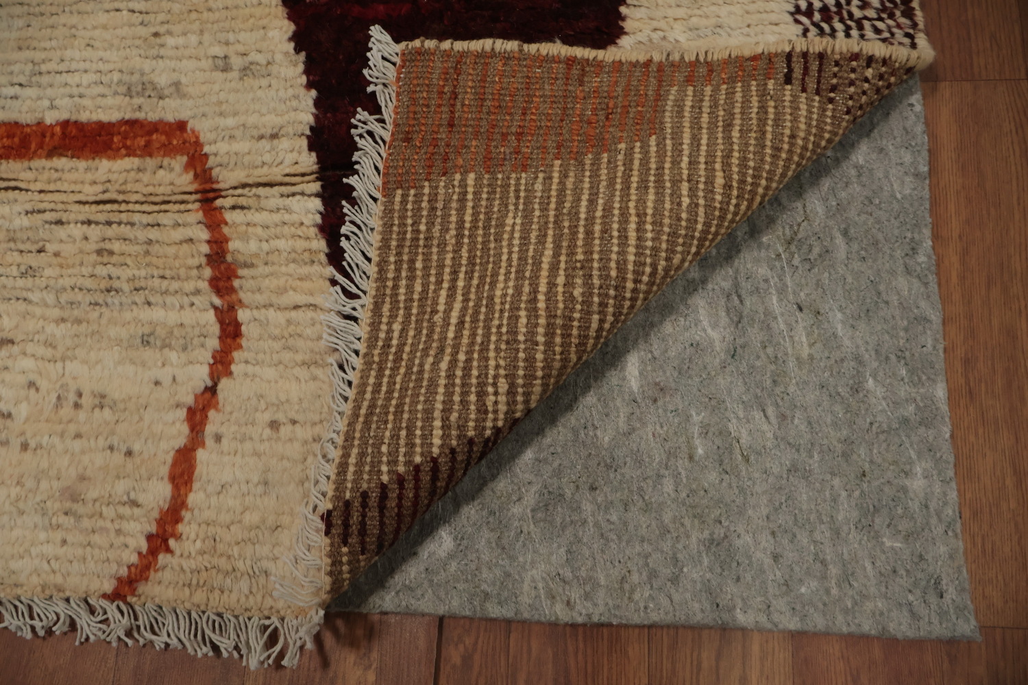 Geometric Moroccan Wool Area Rug 6x9 with Earthy Tones and Patterns
