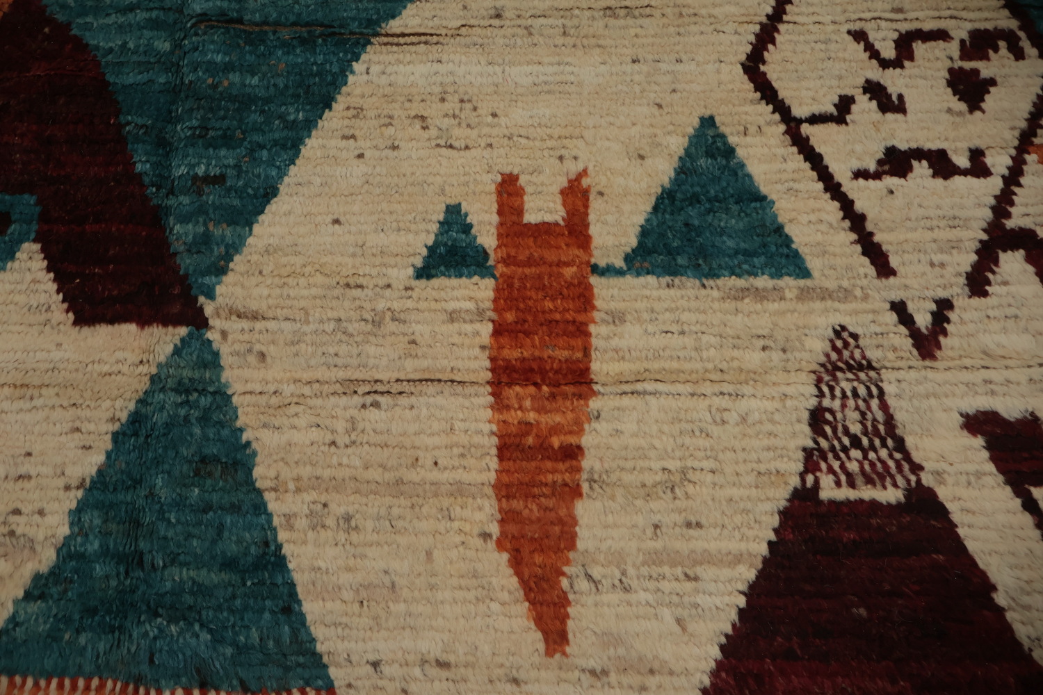 Geometric Moroccan Wool Area Rug 6x9 with Earthy Tones and Patterns
